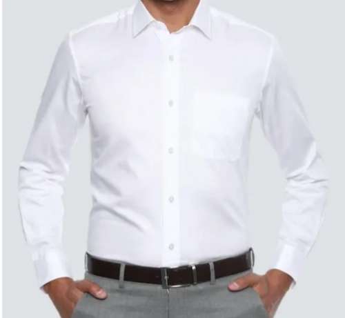 mens white color Collar Neck cotton shirt by Metro Corporation