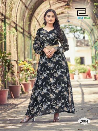 Blue Hills Dynamic Designer Long Georgette Kurti Collection by vee fab india