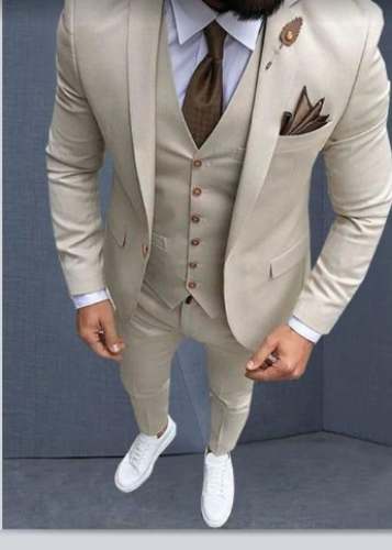 Cream Mens Blazer Fabric At Wholesale Rate by Chishtiya Fabrics