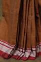 Plain Brown Cotton Ilkal Saree With Chikki Paras Border thumb 2