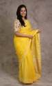 Yellow Cotton Lucknowi Kota Saree thumb 2
