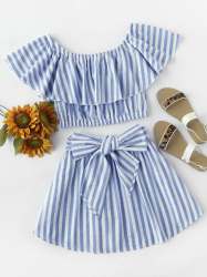 JJ-20 BLUE STRIPE TOP+SKIRT
