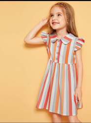 JJ -22 MULTYCOLOR COLLAR FROCK FOR GIRLS