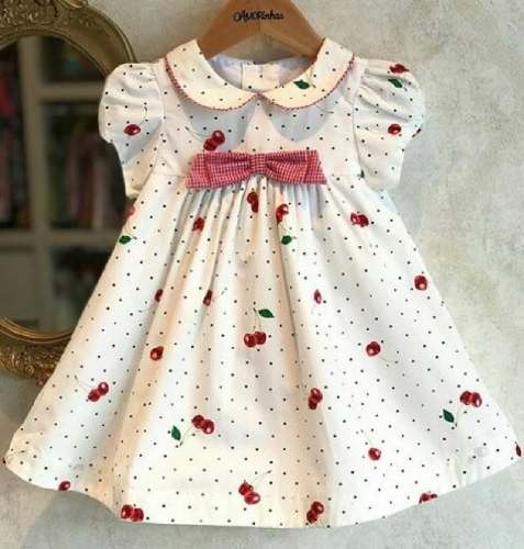 JJ -26 WHITE  CHERRY KIDS FROCK by JB Fashion