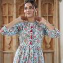  Bagru Hand Block Printed Cotton Frill One Piece Dress thumb 1
