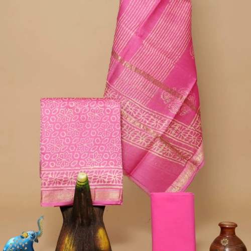 Bagru hand block printed Maheswari silk suits