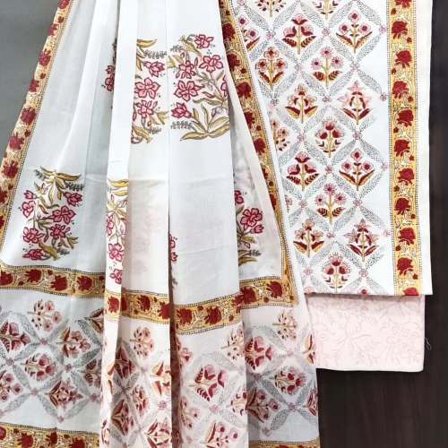 Beautiful Bagru hand block printed cotton suits with cotton duptta  by abhishek handicraft