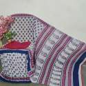 Hand block printed cotton mul saree with blouse thumb 1