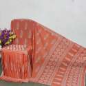 Hand block printed cotton mul saree with blouse thumb 2