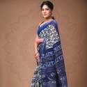 Hand block printed linen saree with Fancy blouse thumb 4