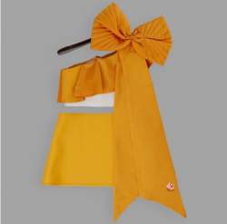 Big Bow Smart One Shoulder  Top White Simple Skirt