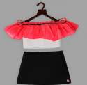 PINK FRILLED TOP WITH BLACK SKIRT thumb 1