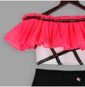 PINK FRILLED TOP WITH BLACK SKIRT thumb 2