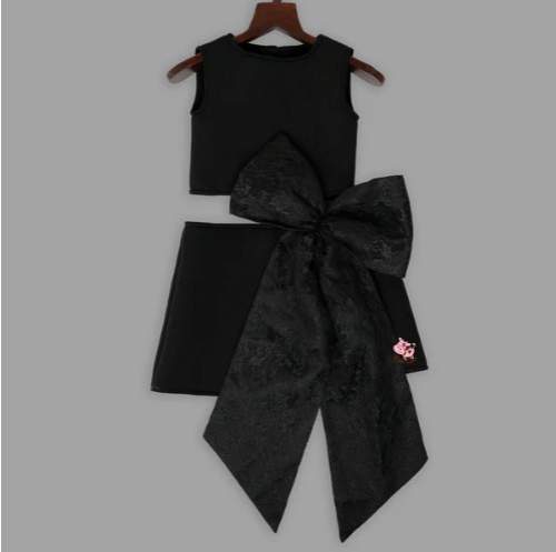 SMART SCUBA TOP SKIRT WITH STYLISH BIG BOW IN LACE