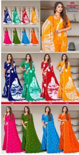 Multiple Colours Crepe Bandhej designer Saree by Kaashvi Garments