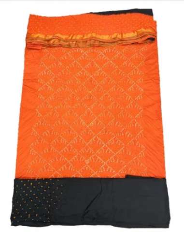 Orange And Black Design Cotton Satin Dress Material by Kalasanskruti Retail Private Limitedc