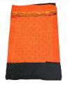 Orange And Black Design Cotton Satin Dress Material thumb 1