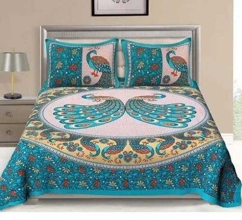 108*108 Cotton Peacock Print Bed Sheet by Abhishek Kshirsagar Tex Mills