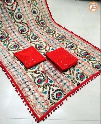 Chikan Top and Bottom Set With All over Work Dupatta  by Gurnoor Art and Crafts