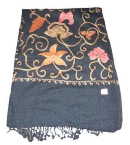 Ladies Black designer Woolen Shawl by Happy House