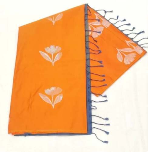 New Collection Soft Silk Orange Saree by Prakash Textiles