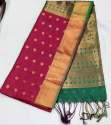 Red Tussar Jari Work Soft Silk Saree 
