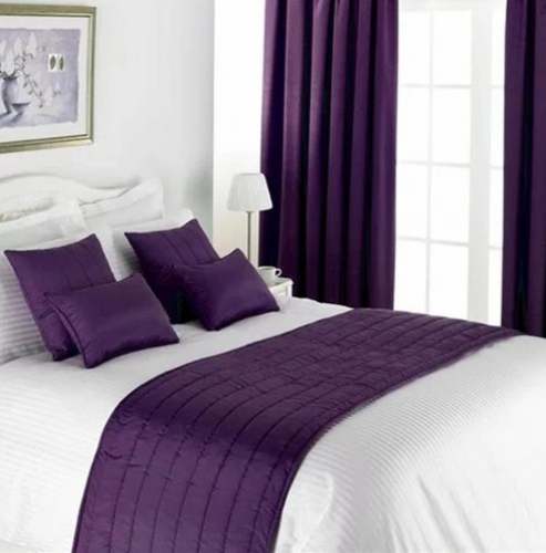 Purple and White Bed Runner by Onesource International Private Limited