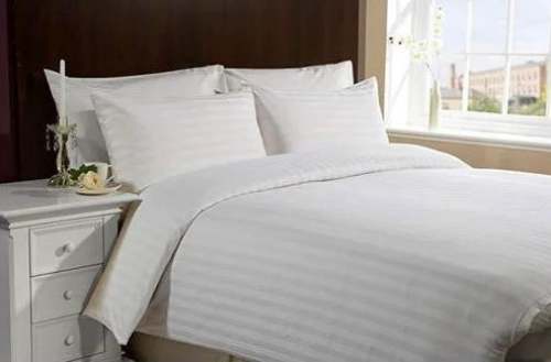 Satin Strip Hotel Bed sheet  by Onesource International Private Limited