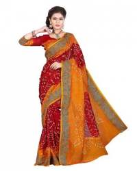 Orange Art Silk Bandhani Saree 
