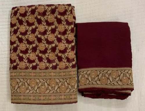 Banarasi Crepe Unstitch Dress Material For Women