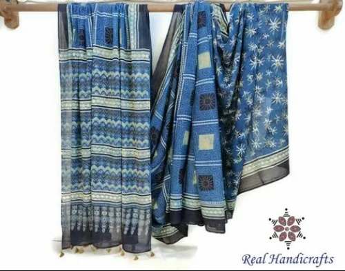 Ajrakh Cotton Saree For Women by Real Handicrafts