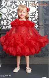 Red Color Kids Girls Frocks