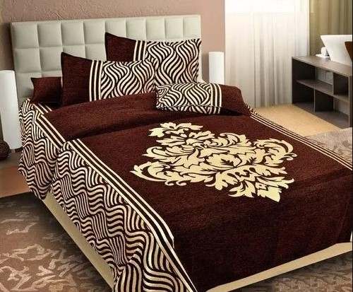 New Collection Brown Cotton Double Bed Sheet by Tulsi Dass Ashok Kumar