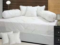 White Cotton Diwan Set At Wholesale Rate