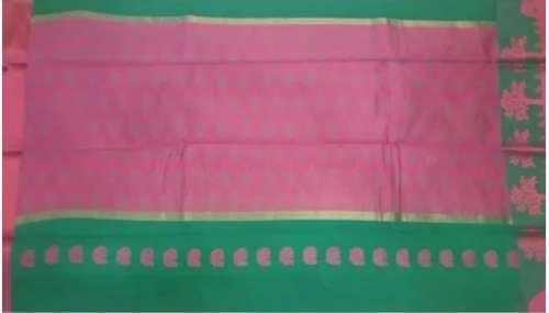 Pink color fancy designer party wear cotton silk saree by Mahendra & Co.