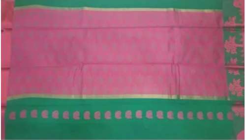 Pink color fancy designer party wear cotton silk saree by Mahendra & Co.