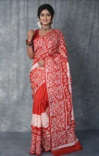 New Collection Murshidabad Silk Handbatik Handpaint Sarees