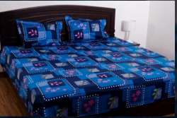 Blue Cotton Bed sheet by Fab Tex