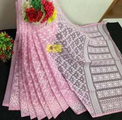 Light Pink Handloom Jamdani Silk Saree