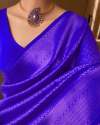 Attractive Blue Banarasi Kanjivaram Silk Saree With Blouse