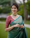 Attractive Green Banarasi Kanjivaram Silk Saree With Blouse thumb 1