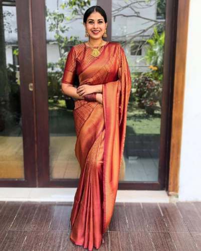 Awesome Maroon Colour Zari Weaving Banarasi Soft Silk Saree With Blouse