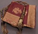 Awesome Maroon Zari Weaving Banarasi Soft Silk Saree With Blouse thumb 4