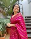 Awesome Pink Colour Zari Weaving Banarasi Soft Silk Saree With Blouse thumb 1