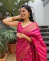 Awesome Pink Colour Zari Weaving Banarasi Soft Silk Saree With Blouse thumb 3