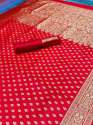 Awesome Red Zari Weaving Banarasi Soft Silk Saree With Blouse thumb 2