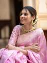 BABY PINK SAREES WITH HEAVY BROCADE WORK AND GOLD ZARI WORK BANARASI SOFT SILK SAREE 