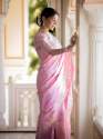 BABY PINK SAREES WITH HEAVY BROCADE WORK AND GOLD ZARI WORK BANARASI SOFT SILK SAREE  thumb 11