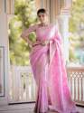 BABY PINK SAREES WITH HEAVY BROCADE WORK AND GOLD ZARI WORK BANARASI SOFT SILK SAREE  thumb 13