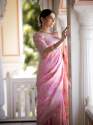 BABY PINK SAREES WITH HEAVY BROCADE WORK AND GOLD ZARI WORK BANARASI SOFT SILK SAREE  thumb 6